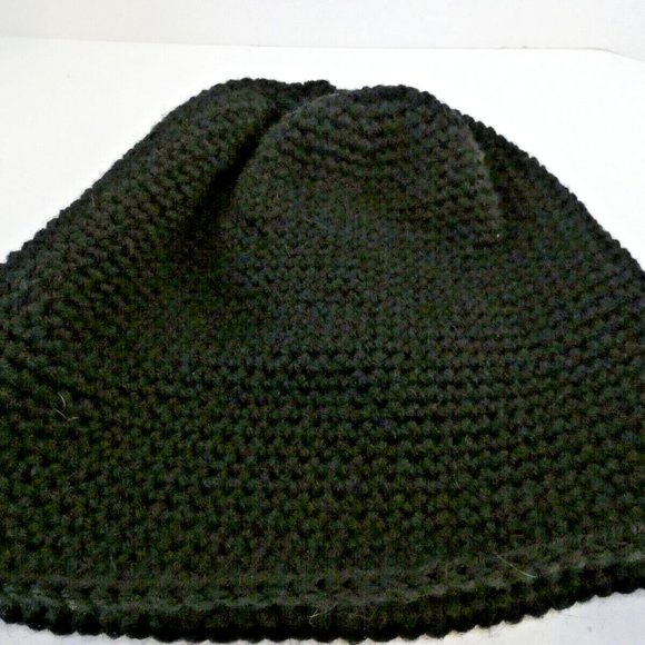 Black Wool Slouch Baggy Beanie Hat Dreads Cap Handmade Crochet Hand Knit OS - Picture 9 of 10